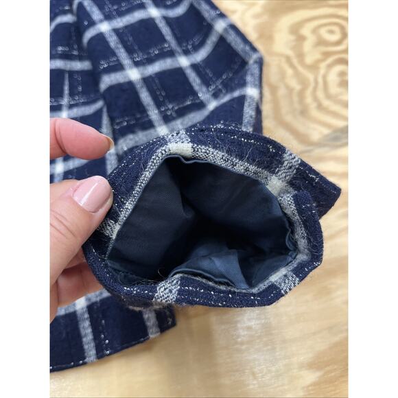 Vintage Pendleton Blazer Womens Size 12 Navy Blue Plaid Virgin Wool Metallic USA - Picture 8 of 14